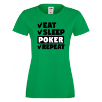 Дамска тениска Poker,Eat,Sleep,Peker,Anime,Repeat,Ядене,Спане,Игра,карти,покер, снимка 5 - Тениски - 36422182