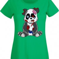 Дамска Тениска Panda Bear Zombi Gamer STAGE 2,Изненада,Повод,Подарък,Празник, снимка 5 - Тениски - 37640055