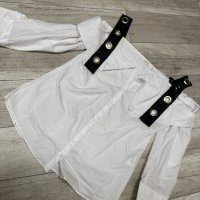 Дамска риза/ бяла/ с презрамки за акцент/ дълъг ръкав , снимка 2 - Ризи - 38978891