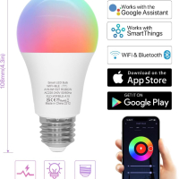 LUTW Интелигентна електрическа LED крушка, E27 с промяна на цвета,съвм. Amazon Alexa,Google Home, 9W, снимка 4 - Крушки - 44736988