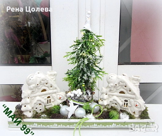 Коледни светещи,заскрежени къщички, снимка 1