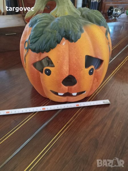 Хелоуин декорация голям Керамичен фенер тиква, снимка 1