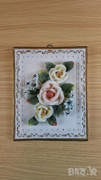 Порцеланова картина с 3D цветя, снимка 1