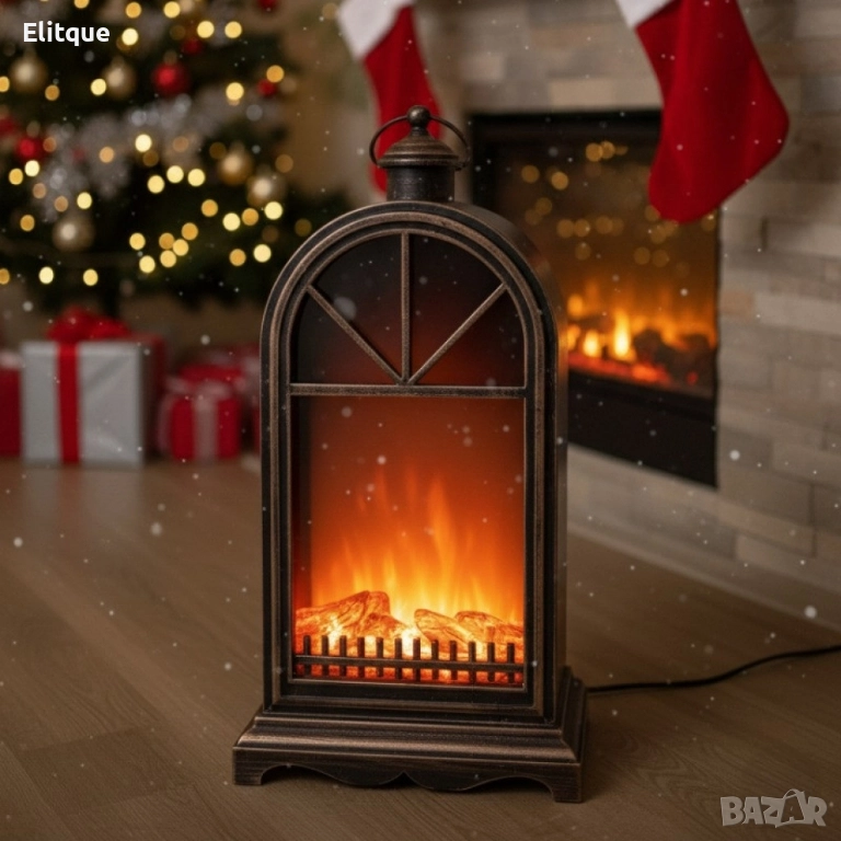 LED декоративна камина с ефект на жив пламък – уют без дим, кабели и риск, снимка 1