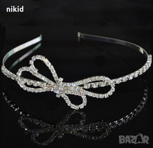 нежна панделка сребриста диадема венец дамска детска, снимка 1