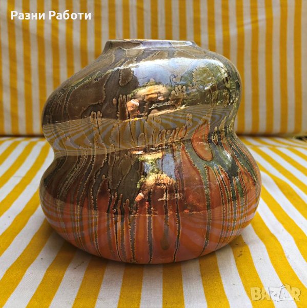 Арт Ваза тип лава ефект, гледжосана керамика, снимка 1