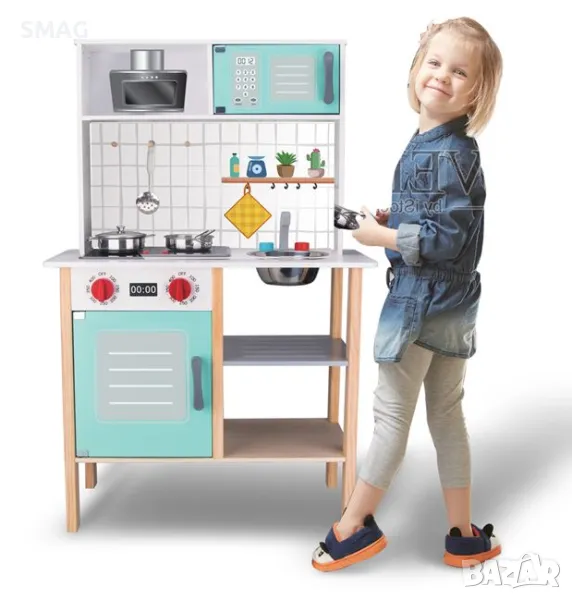 Дървена кухня със светлинни и звукови аксесоари 60x30x92.5см S_1219630, снимка 1