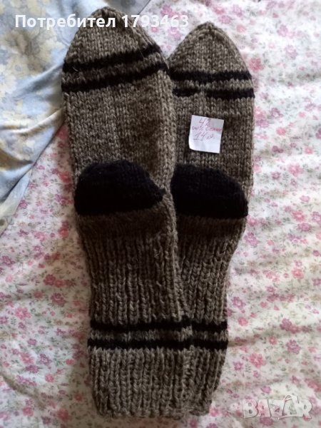 Ръчно плетени мъжки чорапи от вълна, размер 42, снимка 1