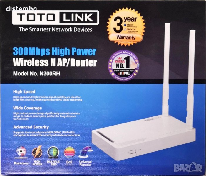Рутър Totolink N300RH, снимка 1