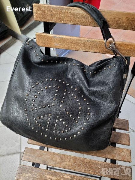 ABRO естествена кожа черна чанта,тип торба( от 195€ до 400€  в интернет сайтове), снимка 1