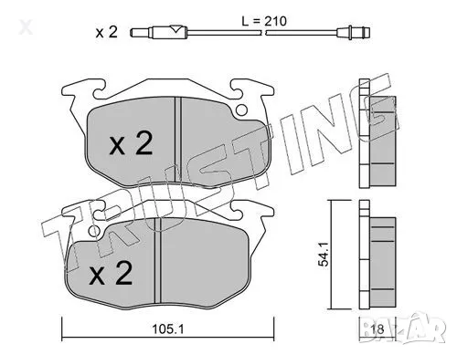 Trusting 039.0 Предни накладки PEUGEOT 205, 305, 309 RENAULT 9, 11, 18, 19, 20, 21, 30, Super 5, Cli, снимка 1