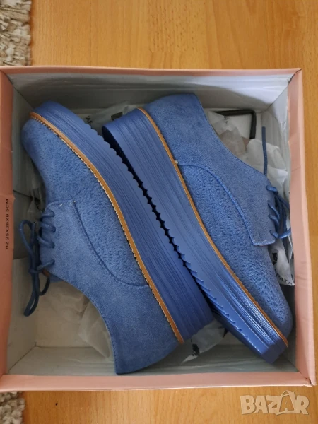 Сини велурени обувки , снимка 1