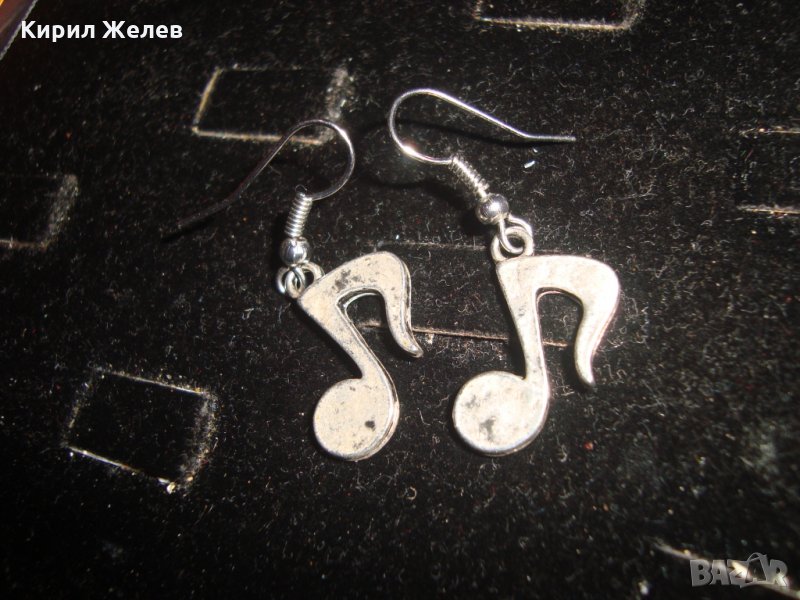 ОБЕЦИ - МУЗИКАЛНА НОТА АРТ БИЖУТА ПОСРЕБРЕНИ 6805, снимка 1