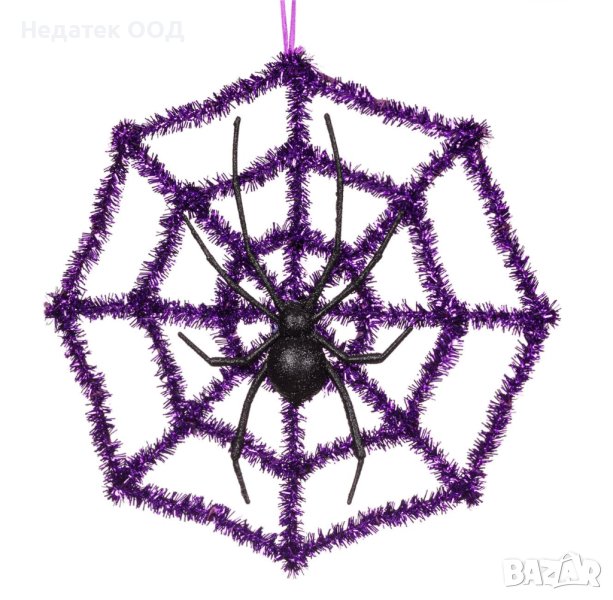 Декорация за Хелоуин, Паяжина, 29x29 см, Лилава, снимка 1