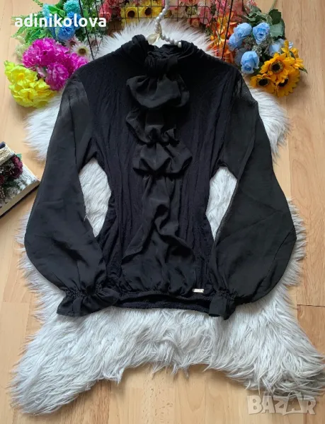 Блуза с жабо и прозрачни ръкави, снимка 1