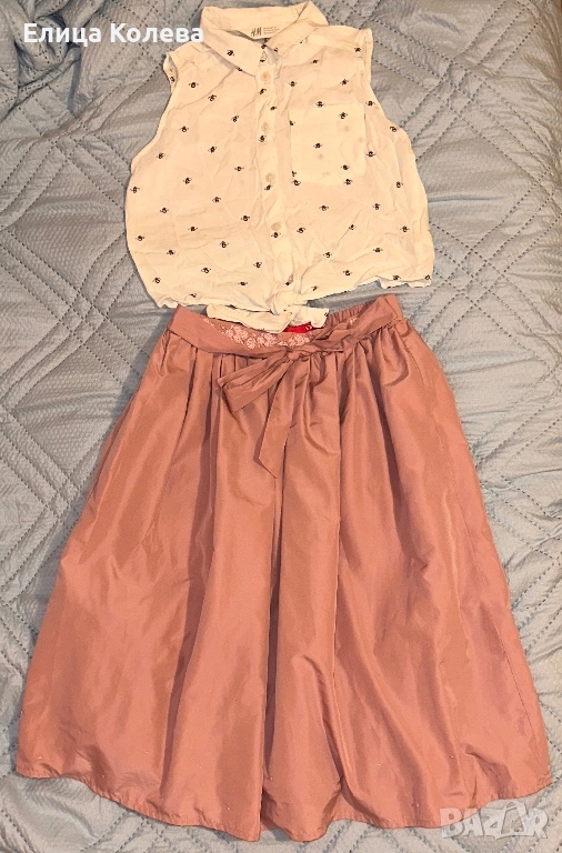Детска ефектна дълга пола за повод плюс топ H&M 9-10 г, снимка 1