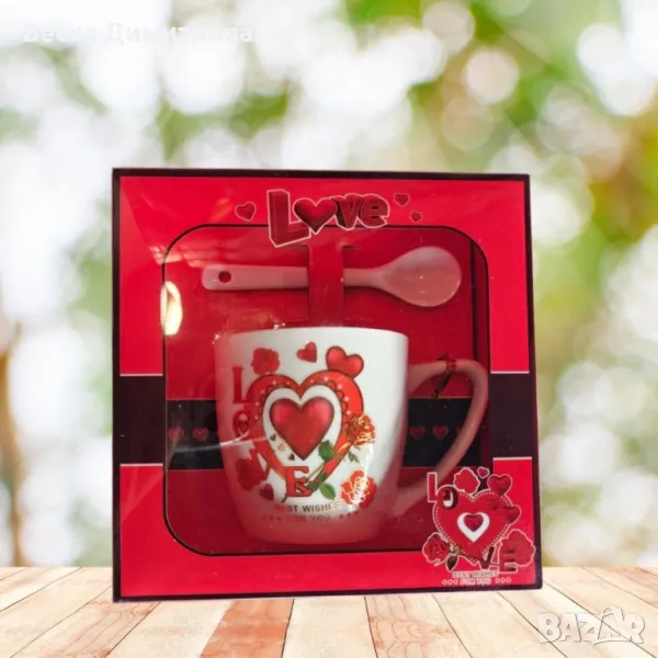 Керамичен комплект от 2чаши, с лъжички, снимка 1