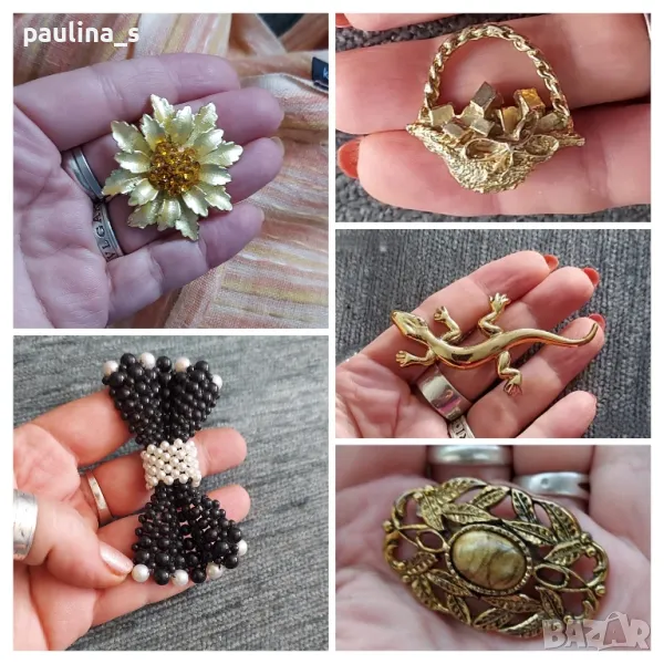 Пет различни Брошки / Винтидж Брошка / различни видове , снимка 1