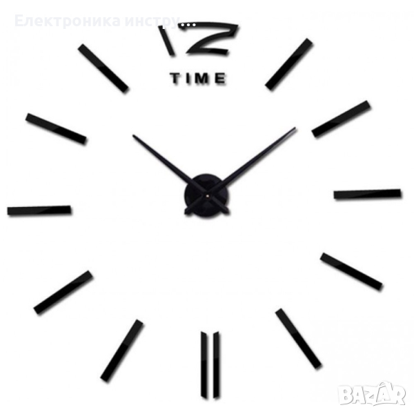 3D Стенен светещ модерен часовник - BLACK, Home Decor Clock 3D, DC-162, снимка 1