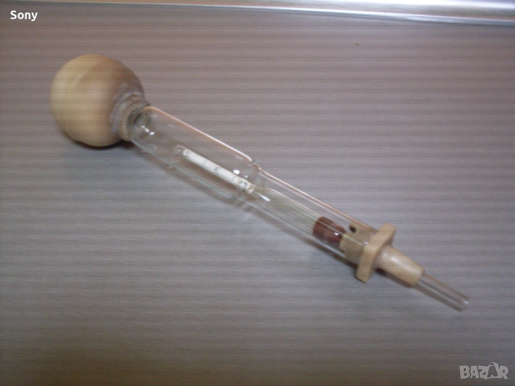 Стар ареометър за електролита на акумулатори., снимка 1