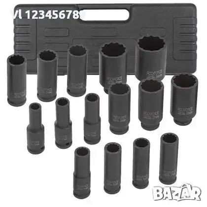 Вложки ударни, дълбоки, 1/2", комплект 15бр, 12-стен, 10-36м, снимка 1