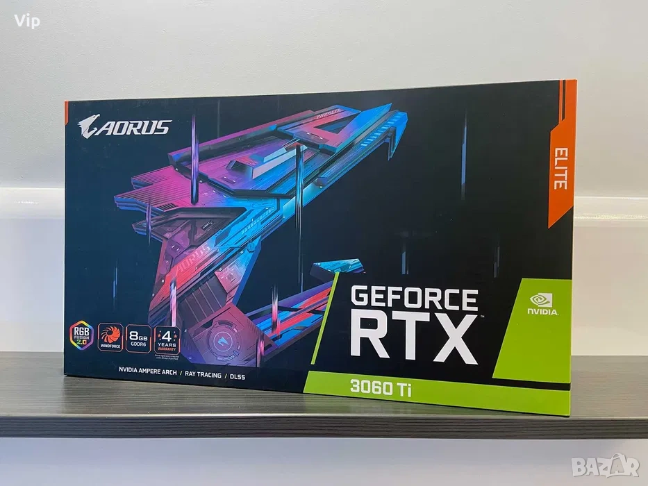 Видео карта AORUS GeForce RTX 3060 Ti ELITE 8GB GDDR6, снимка 1