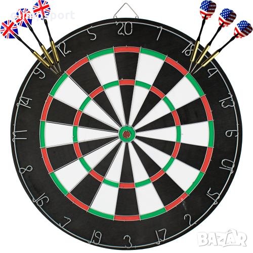 Дартс с диаметър 17.72 инча (45 см), метална мрежа и 6 турнирни нов стрели, двустранен, снимка 1