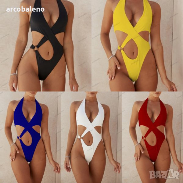 Дамски секси кросоувър кух бански костюм от една част, 5цвята , снимка 1