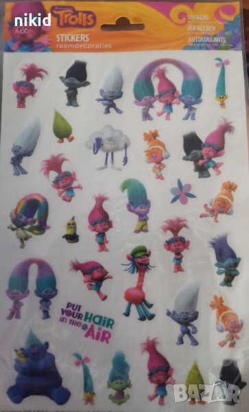  Тролчета Trolls Тролс тролчетата лист стикери самозалепващи лепенки за декор картонена торта и др , снимка 1