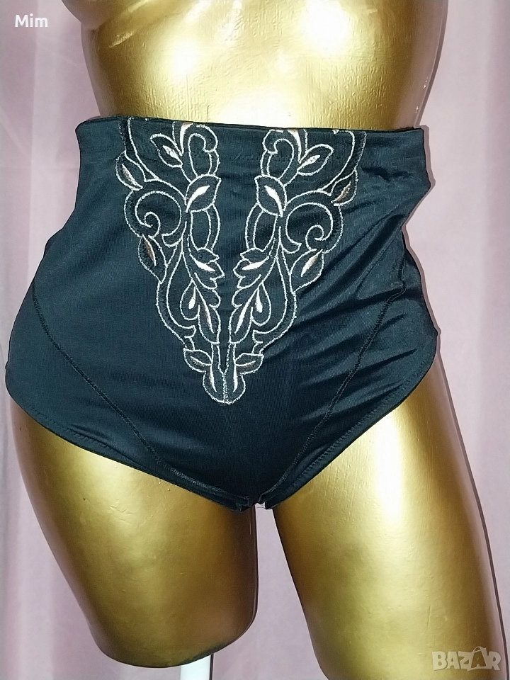 Felina 90 Черна моделираща бикина с висока талия с бродерия , снимка 1