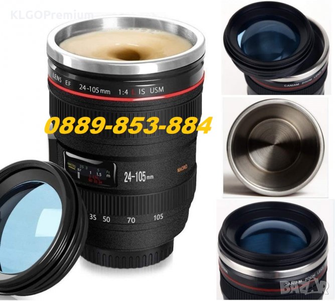 Уникална Термо Чаша Термос термочаша Обектив CANON за кафе чай подарък, снимка 1