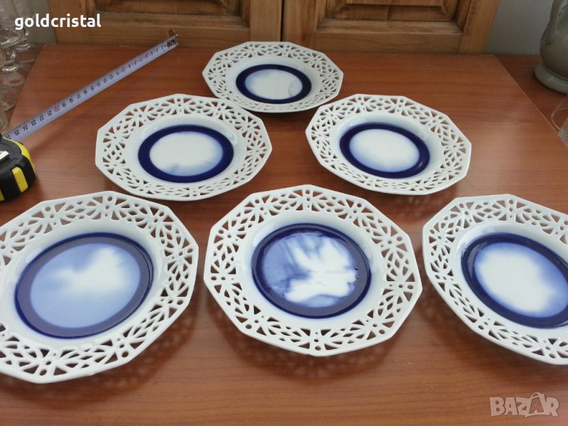 Ретро порцеланови десертни чинии чинийки рязан порцелан, снимка 1