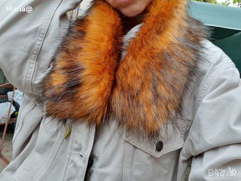 Жълта Пухена яка Еко косъм.75 см.и 1 м.дълга. Пух за качулка Дълъг Изкуствен. Якичка Яки цветове, снимка 1