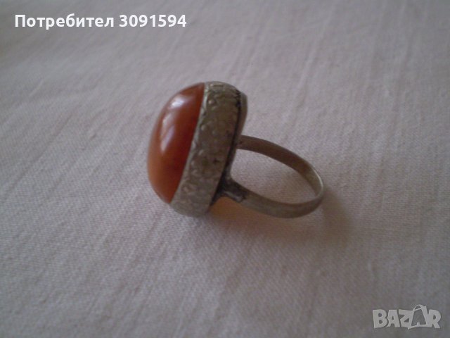 Стар сребърен пръстен с натурален Кехлибар , снимка 4 - Антикварни и старинни предмети - 37094766