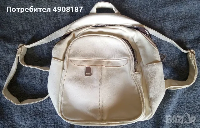 Бяла раница. Еко кожа, снимка 3 - Раници - 56039120