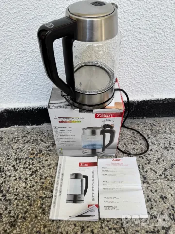 Стъклена Електрическа Кана - Zilan ZLN8955, 1.7л, 2200W, 360° Основа, LED Осветление, 5 Настройки!, снимка 6 - Кани - 50376895