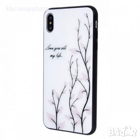 Стъклен кейс Magic Glass Case, За iPhone 11 Pro (5.8), Бял с листа, снимка 1