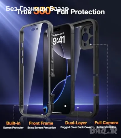Нов калъф кейс 360° защита за iPhone 16 Pro Max – капак за камера и екран, снимка 2 - Калъфи, кейсове - 47652518
