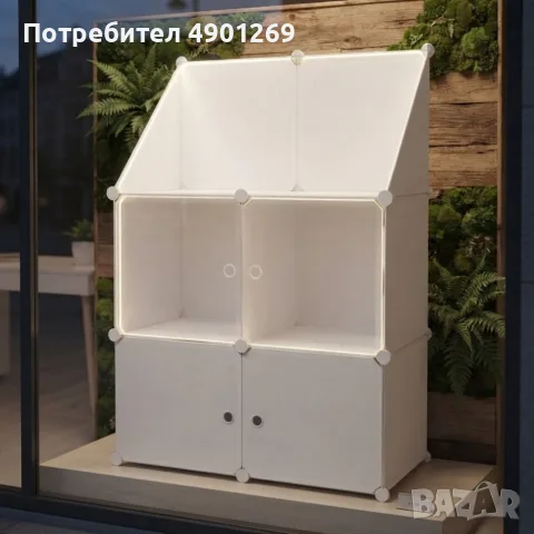 Модулен шкаф за съхранение ELEGANCE – 4 модула, бял