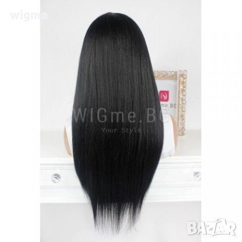 Дълга права черна перука с бретон Инес, снимка 8 - Аксесоари за коса - 34355133