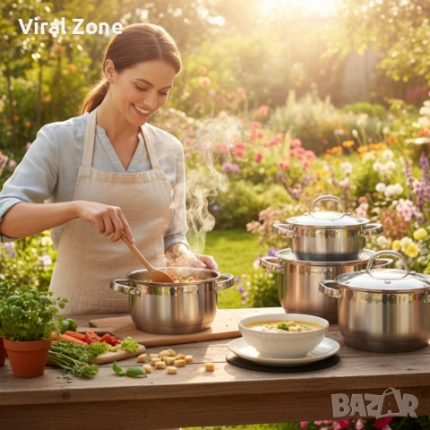 Cheffinger - комплект тенджери от неръждаема стомана – здравина, стил и готвене без компромис, снимка 2 - Съдове за готвене - 53265281