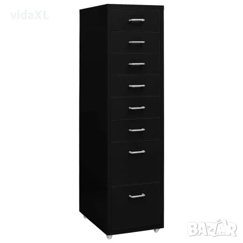 vidaXL Мобилен офис шкаф, черен, 28x41x109 см, метал