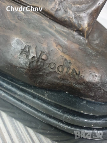 39см-13кг Rodin статуя-бюст/стара френска бронзова скулптура/фигура, снимка 10 - Статуетки - 53034664