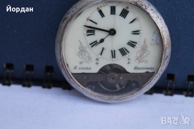 Сребърен осмодневен часовник, снимка 3 - Джобни - 37233895