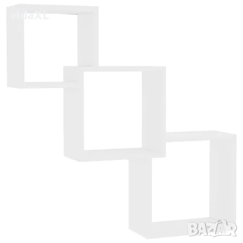 vidaXL Квадратни стенни рафтове, бели, 68x15x68 см, инженерно дърво