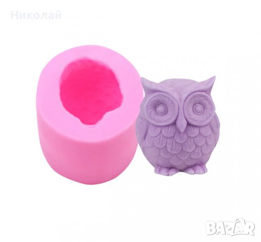 Силиконов молд Бухал , форма бухал за свещ , декорация на торта , фондан епоксидна смола свещи, снимка 2 - Други - 39284279