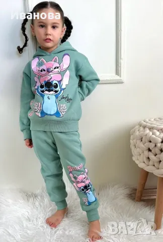 Комплект момиче дълъг ръкав вата Stitch, снимка 2 - Детски комплекти - 49592756