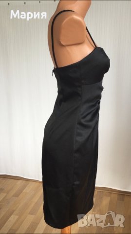 С / S Чисто нова е етикет Дамска Официална Елегантна Рокля Черна Сатенена Класически модел, снимка 15 - Рокли - 42767845
