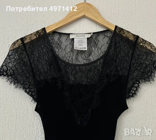 Черен топ от копринена смес Munthe , снимка 4 - Корсети, бюстиета, топове - 56462857