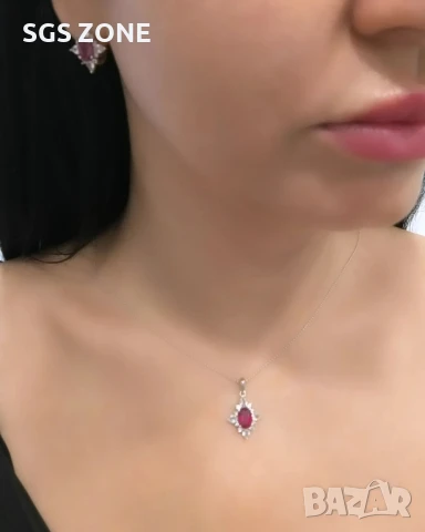 СРЕБЪРЕН МЕДАЛЬОН СЪС САПФИРИ, РУБИНИ, ИЗУМРУДИ , снимка 6 - Колиета, медальони, синджири - 51091309